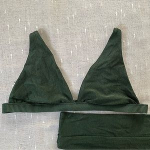 Aerie Emerald Green Triangle Plunge Bikini Top | Extra Large